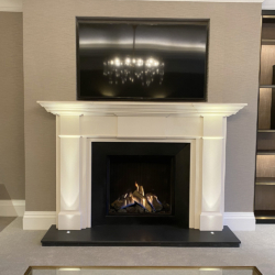 Bespoke limestone & granite fireplace with Gazco Reflex 75T